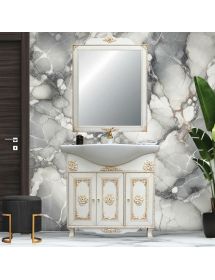 MOBILE BAGNO LEGNO BAROCCO AVORIO DECAPE' L.85 P.35