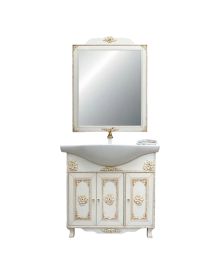 MOBILE BAGNO LEGNO BAROCCO AVORIO DECAPE' L.85 P.35