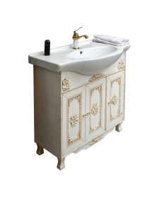 MOBILE BAGNO LEGNO BAROCCO AVORIO DECAPE' L.85 P.35