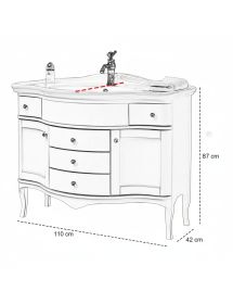 Mobile bagno bombato legno bianco L.110 P.60