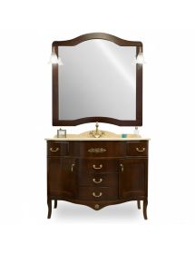 Mobile bagno legno tinta noce top marmo con specchio L.110 P.60