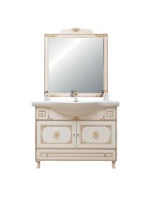 MOBILE BAGNO LEGNO BAROCCO AVORIO DECAPE' L.105 P.35