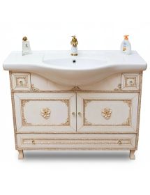 MOBILE BAGNO LEGNO BAROCCO AVORIO DECAPE' L.105 P.35