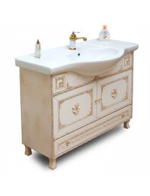 MOBILE BAGNO LEGNO BAROCCO AVORIO DECAPE' L.105 P.35