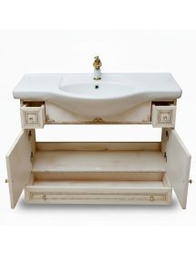 MOBILE BAGNO LEGNO BAROCCO AVORIO DECAPE' L.105 P.35