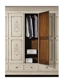 MOBILI 2G - Armadio 5 porte 5 cassetti in legno finitura avorio antico  arte povera L.254 x P.61 H.240