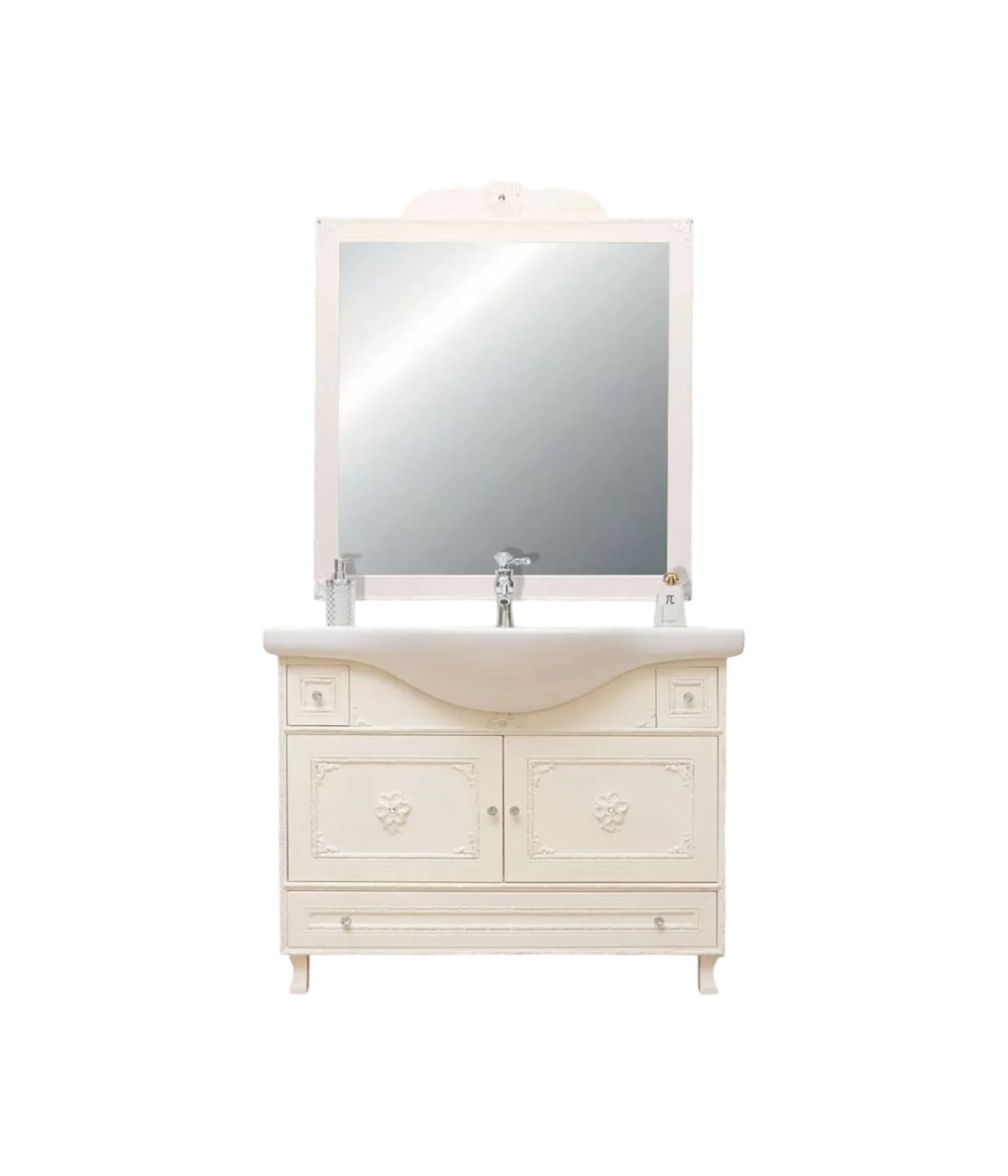 MOBILE BAGNO LEGNO BAROCCO AVORIO CON INTARSI L.105 P.35