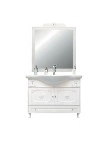 MOBILE BAGNO LEGNO BAROCCO BIANCO CON INTARSI L.105 P.35