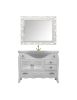 MOBILE BAGNO LEGNO BAROCCO BIANCO CON INTARSI L.105 P.35
