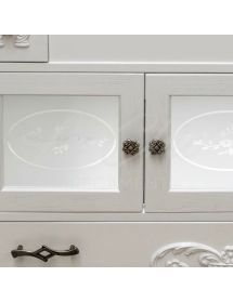 MOBILE BAGNO LEGNO BAROCCO BIANCO CON INTARSI L.105 P.35