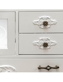 MOBILE BAGNO LEGNO BAROCCO BIANCO CON INTARSI L.105 P.35