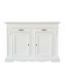 Credenza legno 2 porte 2 cassetti legno shabby bianco 170X55X123