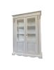 Vetrina classica 2 porte legno shabby bianco anticato intarsi 155X50X210