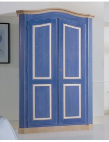 MOBILI 2G - Armadio 2 porte in legno laccato blu e miele arte povera L.131 x P.63 H.214