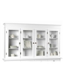 Alzata cristalliera 4 ante legno bianco 205x42x119