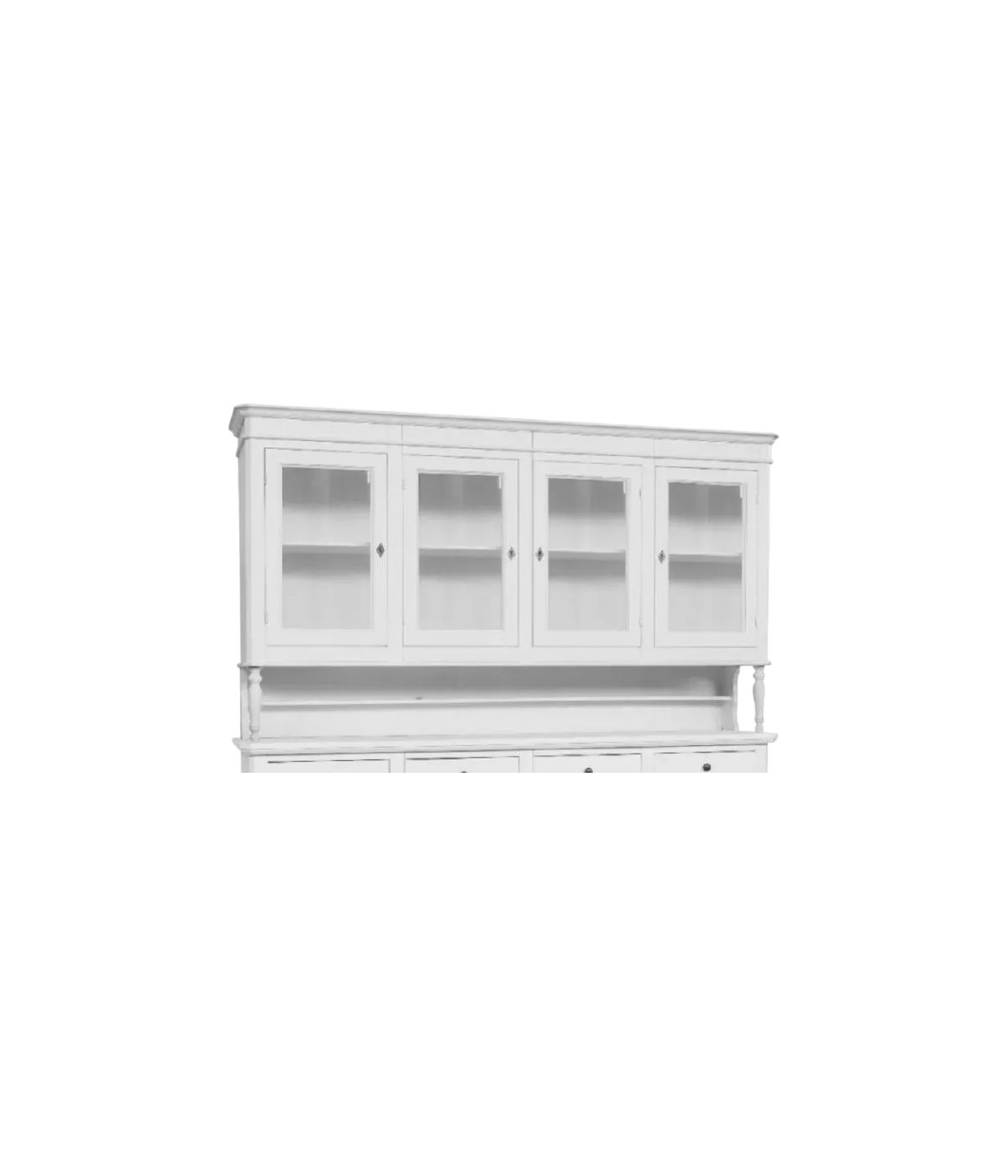 Alzata cristalliera 4 ante legno bianco 196x42x119