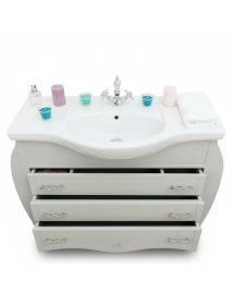 Mobile bagno classico sagomato legno grigio shabby chic L.105 P.50