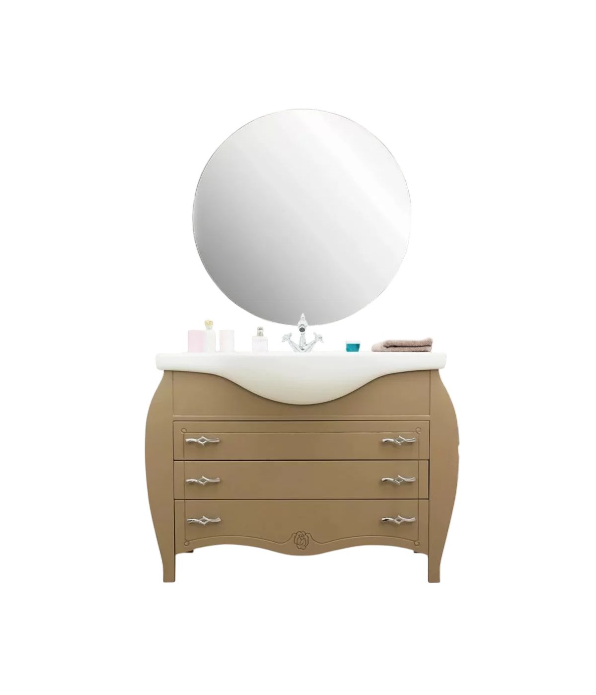 Mobile bagno classico sagomato legno tortora L.105 P.50