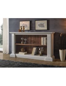 Libreria  a giorno legno massello fregi shabby bicolore 177x40x101