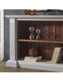 Libreria  a giorno legno massello fregi shabby bicolore 177x40x101