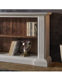 Libreria  a giorno legno massello fregi shabby bicolore 177x40x101