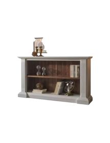 Libreria  a giorno legno massello fregi shabby bicolore 177x40x101