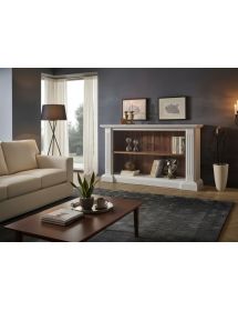 Libreria  a giorno legno massello fregi shabby bicolore 177x40x101