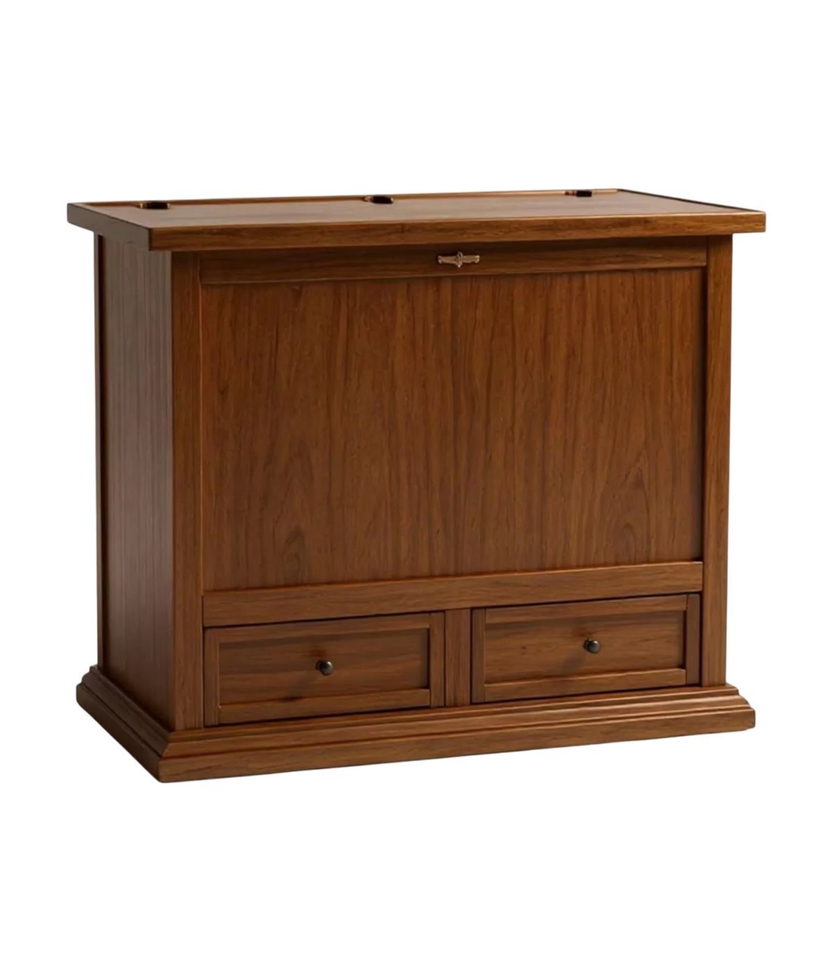 MOBILI 2G - Baule 2 cassetti con ribalta in legno arte povera tinta noce 105x55X106