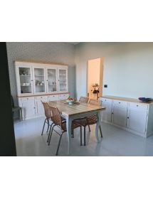 Cristalliera 4 porte shabby legno bianco invecchiato naturale 205X42X205