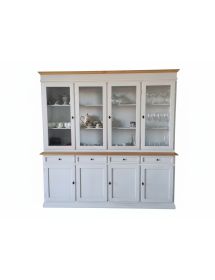Cristalliera 4 porte shabby legno bianco invecchiato naturale 205X42X205