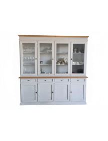 Cristalliera 4 porte shabby legno bianco invecchiato naturale 205X42X205