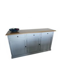 Madia Credenza Shabby bianco anticato naturale legno 3 porte 156x42x85
