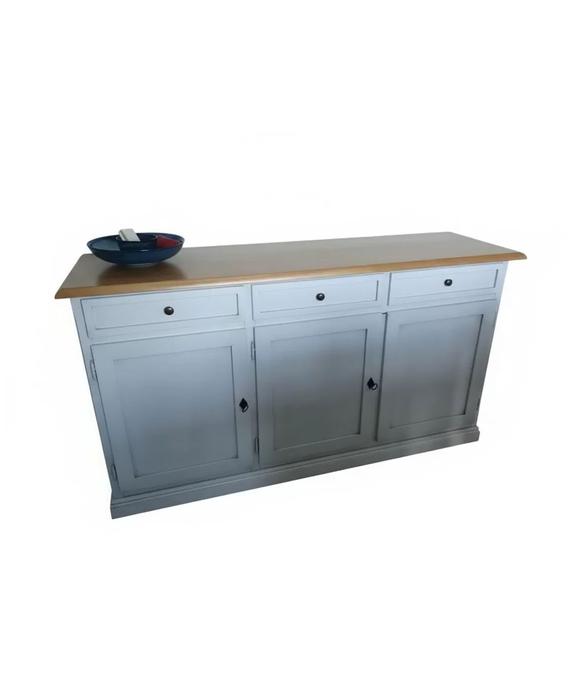 Madia Credenza Shabby bianco anticato naturale legno 3 porte 156x42x85