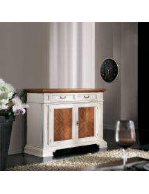 Credenza 2 porte con vano segreto legno shabby bicolore 141X48x101