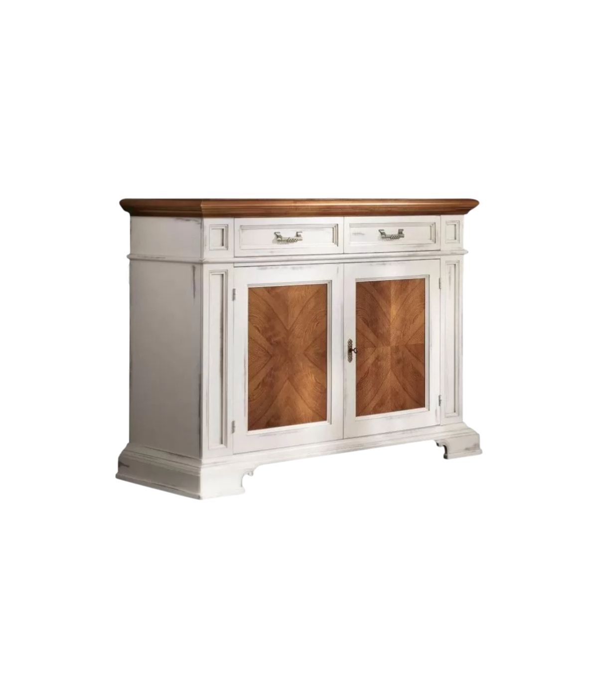 Credenza 2 porte con vano segreto legno shabby bicolore 141X48x101