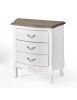 Comodino 3 cassetti legno massello bianco anticato noce 57x36X59