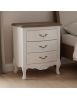 Comodino 3 cassetti legno massello bianco anticato noce 57x36X59