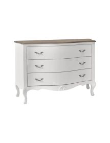 Gruppo 1 cassettiera e 2 comodini shabby legno massello bicolore