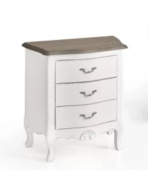 Gruppo 1 cassettiera e 2 comodini shabby legno massello bicolore