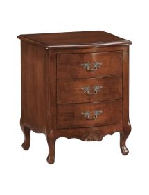 Comodino 3 cassetti classico legno massello tinta noce bassano 57x36X59