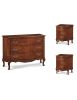 Cassettiera 3 cassetti classica legno massello tinta noce bassano 132x55X89
