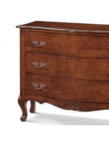 Cassettiera 3 cassetti classica legno massello tinta noce bassano 132x55X89