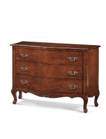 Cassettiera 3 cassetti classica legno massello tinta noce bassano 132x55X89