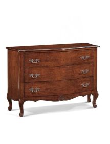 Cassettiera 3 cassetti classica legno massello tinta noce bassano 132x55X89