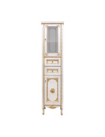 Colonna mobile bagno barocco legno avorio decapè oro 40x35x170
