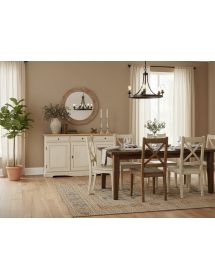 Madia credenza arte povera legno avorio anticato bicolore 156x42x85