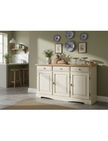 Madia credenza arte povera legno avorio anticato bicolore 156x42x85