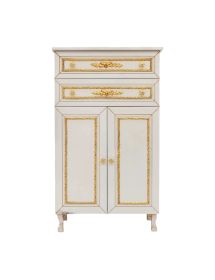 Colonna mobile bagno barocco legno avorio decapè oro 65x35x108