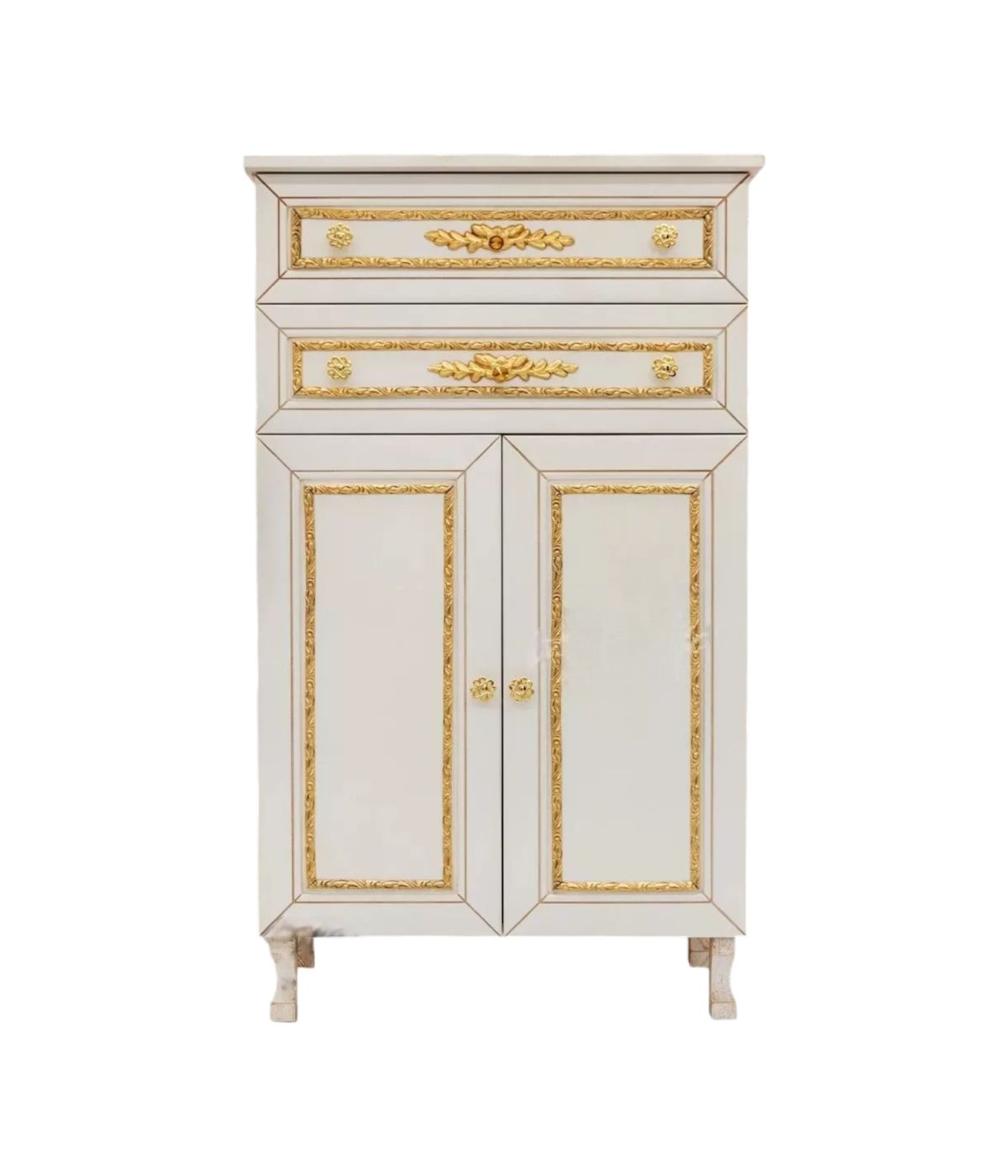 Colonna mobile bagno barocco legno avorio decapè oro 65x35x108