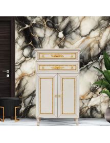 Colonna mobile bagno barocco legno avorio decapè oro 65x35x108